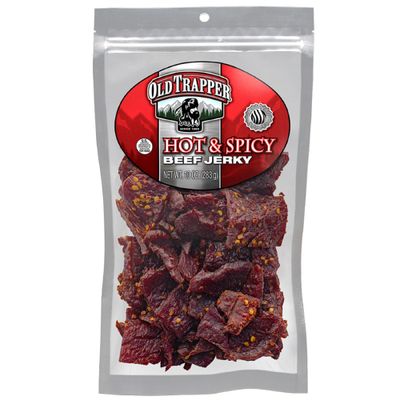 Old Trapper Beef Jerky, Hot &amp; Spicy 10-Ounce Individual Pack, Tender and Spicy Meat Snacks for Lunches or Between Meals, 11 Grams of Protein and 70 Calories per Ounce (Pack of One)