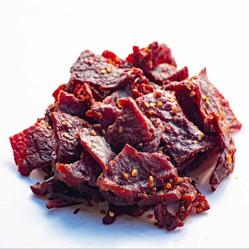 Old Trapper Beef Jerky, Hot &amp; Spicy 10-Ounce Individual Pack, Tender and Spicy Meat Snacks for Lunches or Between Meals, 11 Grams of Protein and 70 Calories per Ounce (Pack of One)