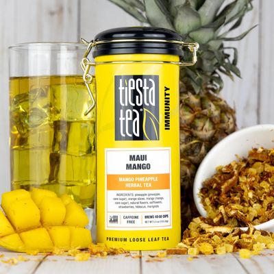 Tiesta Tea - Maui Mango | Mango Pineapple Herbal Tea | Premium Loose Leaf Tea Blend | Non-Caffeinated Fruit Tea | Make Hot or Iced Tea &amp; Brews Up to 50 Cups - 5.5 Ounce Refillable Tin