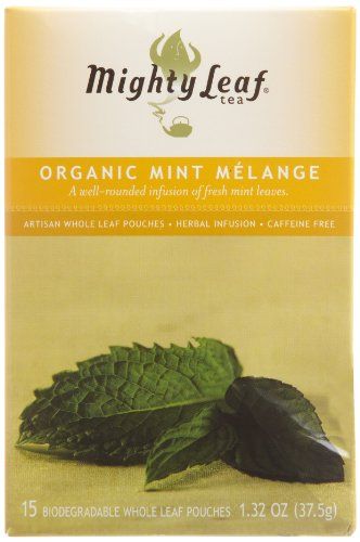 Mighty Leaf Organic Tea, Mint Melange, 15-Count Whole Leaf Pouches 1.32 Oz (Pack of 3)