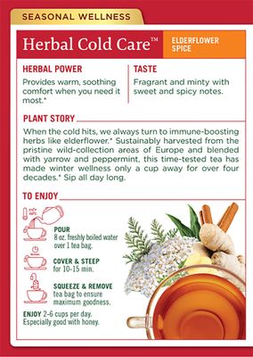 Traditional Medicinals Tea, Organic Herbal Cold Care, Providing Soothing Comfort, 16 Tea Bags