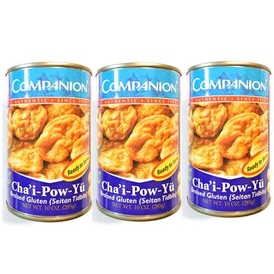 3 Pack Companion Chai-Pow-Yu Braised Gluten (Seitan Tidbits)10 Oz Each