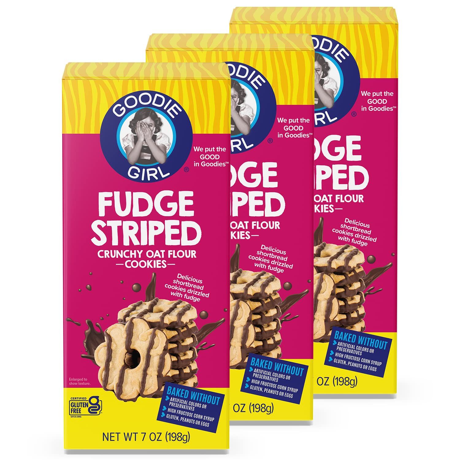 Goodie Girl, Fudge Striped Gluten Free Cookies | Gluten Free, Egg Free, Peanut Free (3 Pack)