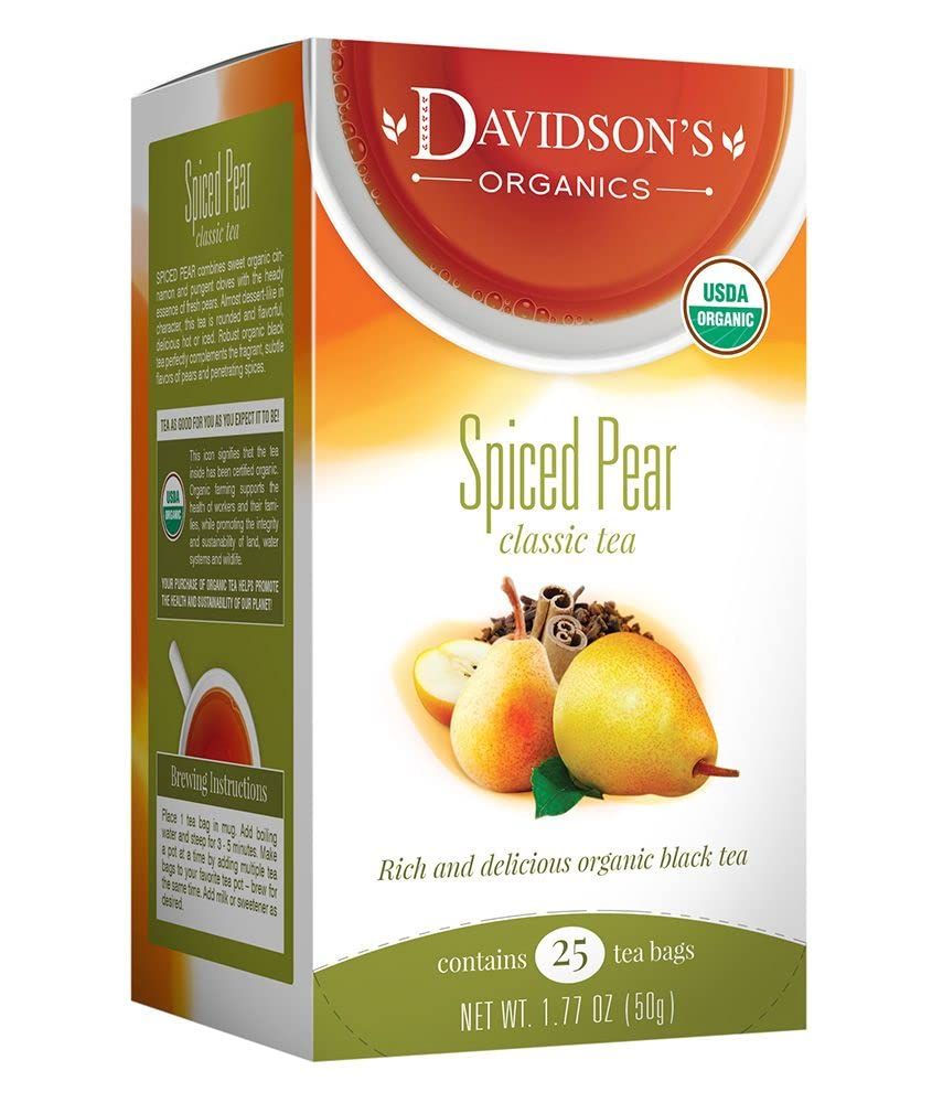 Davidson&#39;s Organics, Spiced Pear, 25-count Tea Bags, Pack of 6