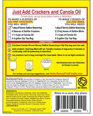 Savory Saltine Seasoning, 1.4 Ounce, Classic Original, 4 Pack