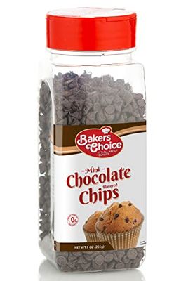 Chocolate Flavored Mini Chocolate Chips - Baking Ingredient, Topping and Decoration Candy for Ice Cream, Desserts and Baked Goods, Non Dairy, Kosher - 9 oz. - Bakers Choice