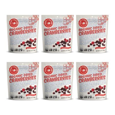 Made In Nature Organic Dried Cranberries, 5 Ounce (Pack of 6) - Sweetened with Apple Juice, Non-GMO, Unsulfured, Gluten Free
