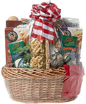Gift Basket Village - Viva Italiano Gift Basket - Premium Italian Food Baskets Gifts with Assorted Pastas, Pasta Sauce, Crackers, Rolled Wafers, Seasonings &amp; Cheese Straws - Italian Gift Basket