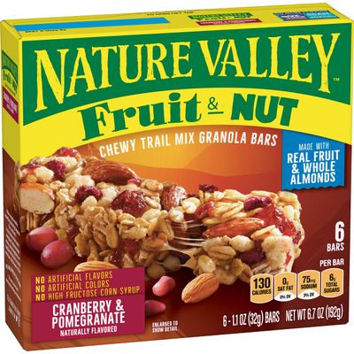 Nature Valley Chewy Fruit &amp; Nut Granola Bars, Cranberry Pomegranate, 6 Bars, 6.7 OZ