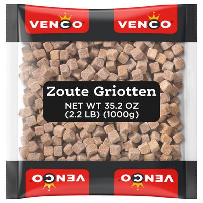 Licorice in 1 Kilo/ 2.2lb Bag - Venco Griotten (Soft Sugar Coated Square Shaped Anise Flavored Licorice)