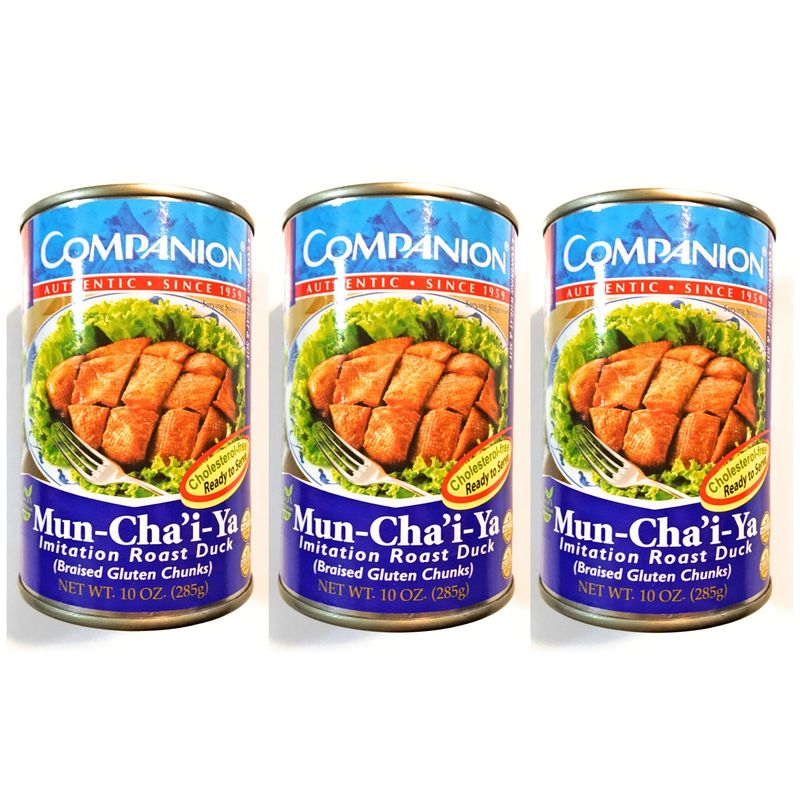 3 PACK Companion Mun-Chai-Ya Imitation Roast Duck (Braised Gluten Chunks)10 Oz Each