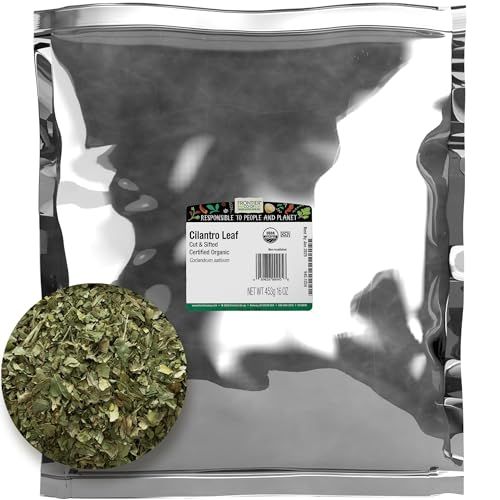 Frontier Co-op Organic Cilantro Leaf, Cut &amp; Sifted, 1lb Bulk Bag - Dried Cilantro Seasoning - Perfect for Tea, Soups, Sauces, Salsa &amp; More - Kosher