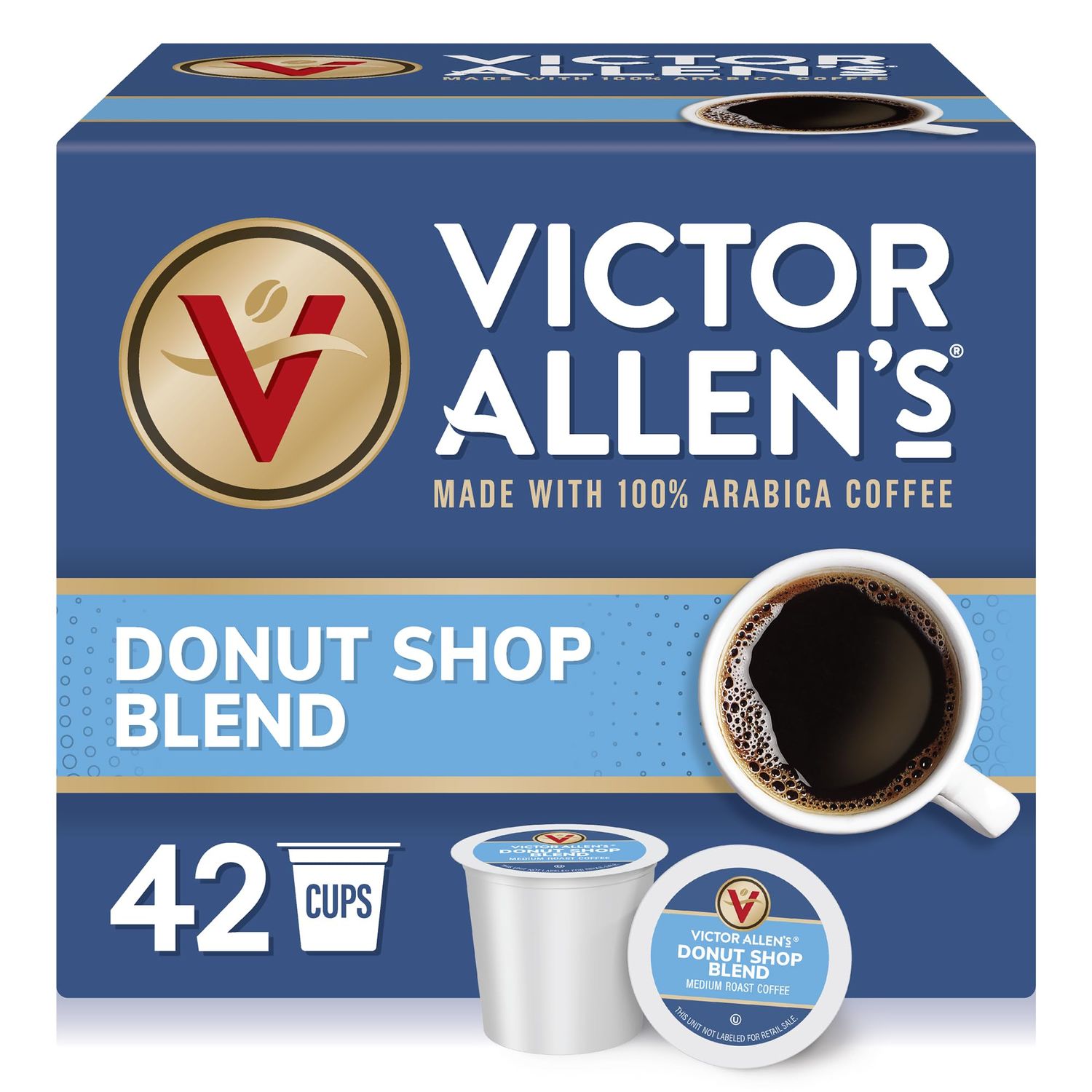 Victor Allen&#39;s Coffee Donut Shop Blend, Medium Roast, 42 Count, Single Serve Coffee Pods for Keurig K-Cup Brewers