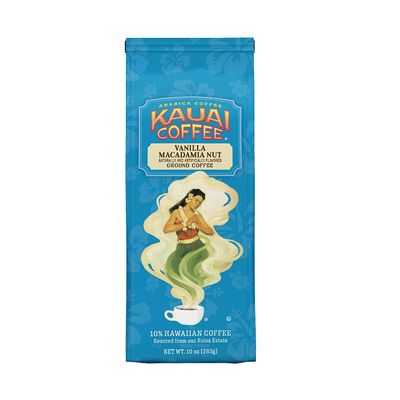 Kauai Hawaiian Ground Coffee, Vanilla Macadamia Nut Flavor - Gourmet Arabica Coffee From Hawaii&#39;s Largest Grower, Smooth, Delicious Flavor and Amazing Aroma - 10 Ounce
