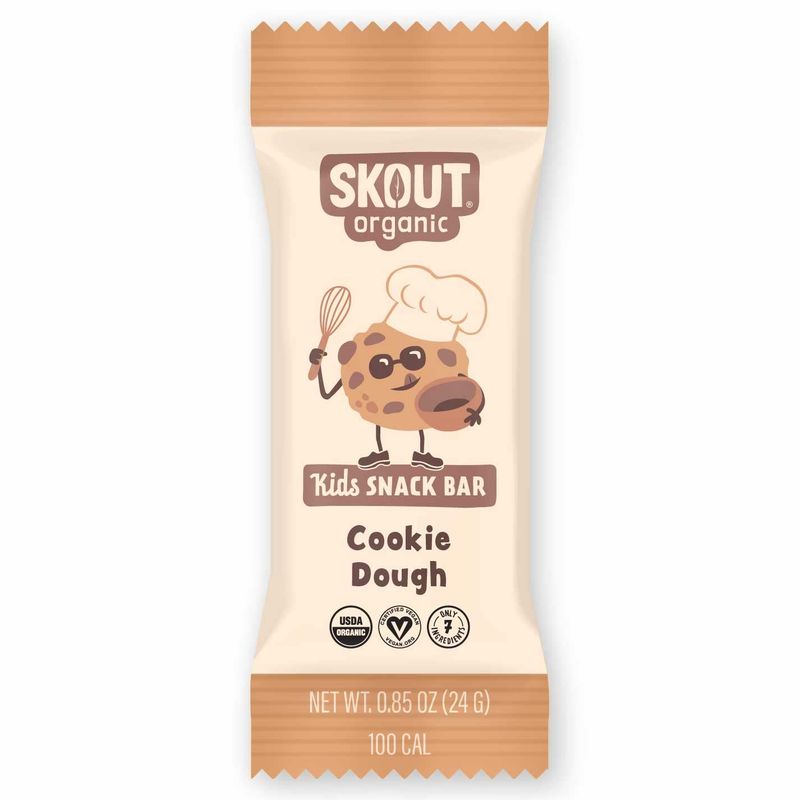 Skout Organic Cookie Dough Kids Snack Bars (18 Pack) | Organic Kids Snack Bars | School Snacks &amp; Lunch Snacks | Vegan &amp; Paleo | Gluten, Dairy, Grain, Peanut Free