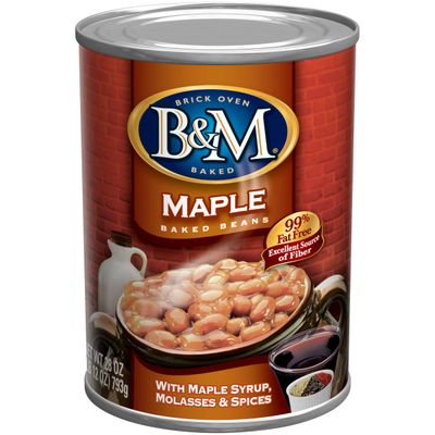 B&amp;M Baked Beans, Real Maple Flavor, 28 Ounce (Pack of 12)