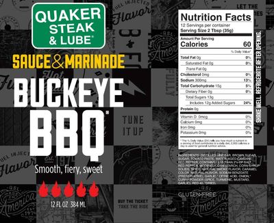 Quaker Steak and Lube Buckeye Barbecue Wing Sauce - 12 Ounce Glass Bottle of Quaker Steak &amp; Lube Buckeye BBQ Sauce
