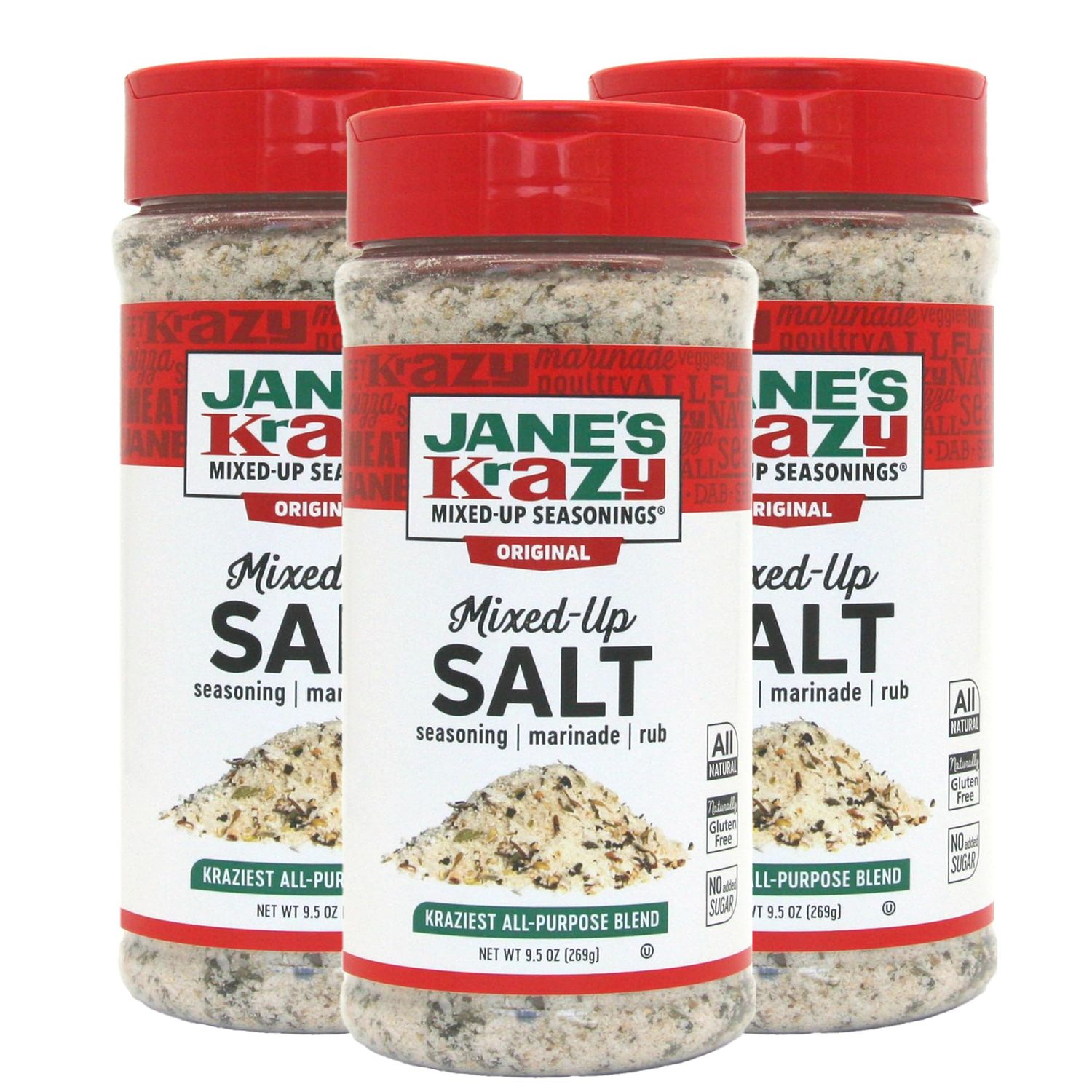 Jane&#39;s Krazy Mixed-up Original Salt Blend 9.5 Oz (Pack of 3)