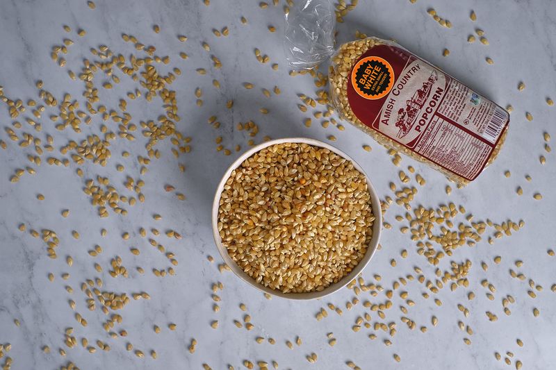 Amish Country Popcorn | Variety Bundles | 4 lb Baby White Popcorn Kernels and 6 oz BallPark Style ButterSalt Set | Old Fashioned, Non-GMO and Gluten Free