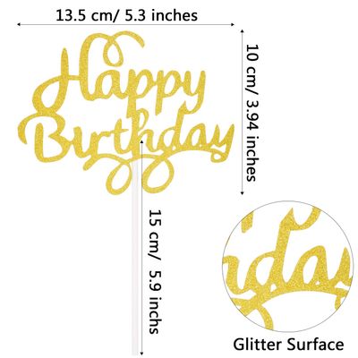 40 Pieces Happy Birthday Cake Toppers Glitter Birthday Cupcake Topper Cake Party Supplies Birthday Decorations for Children or Adults, 8 Colors (Classic)