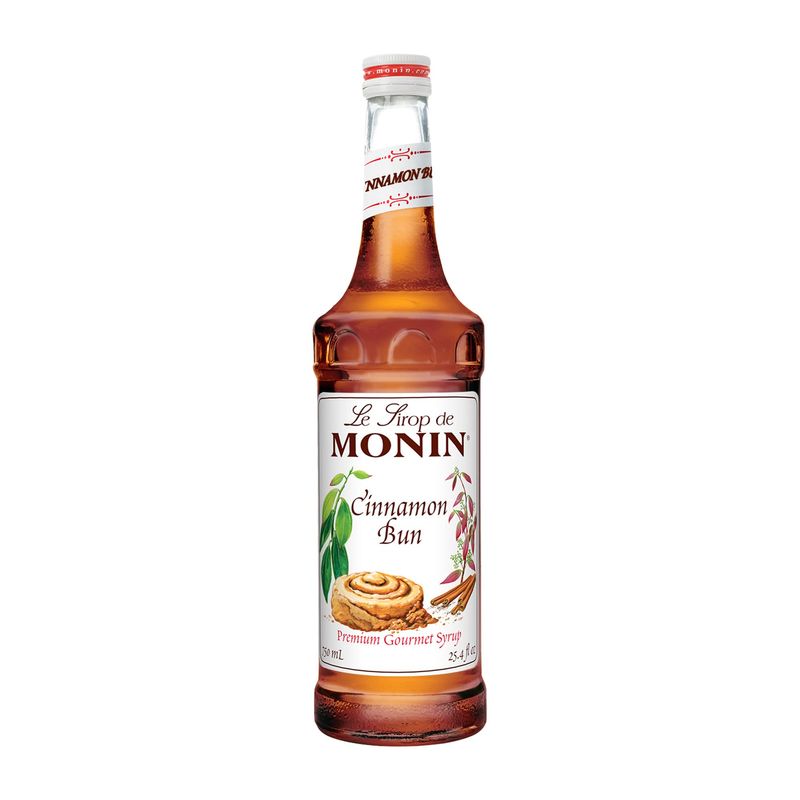 Monin - Cinnamon Bun Syrup, Smooth and Sweet Cinnamon Flavor, Great for Frozen Coffees, Cocoas, &amp; Cocktails, Vegan, Non-GMO, Gluten-Free (750 ml)