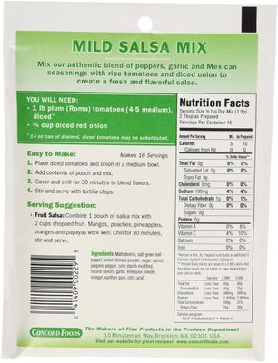 Concord Foods Mild Salsa Mix, 1.06-Ounce Pouches (VALUE Pack of 18 Pounces)