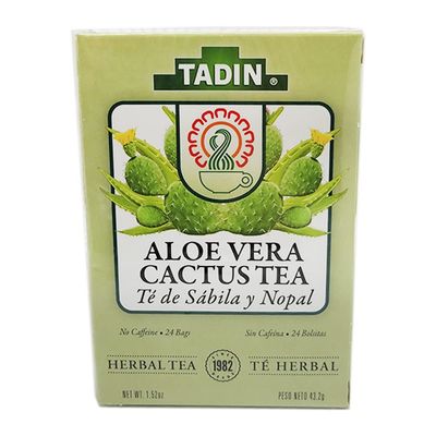 Tadin Tea Aloe Vera With Cactus 24 Bags - Te De Sabila Con Nopal - Tea