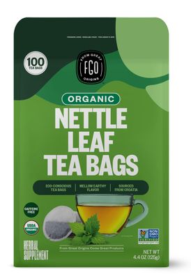 FGO Organic Nettle Leaf Tea, Eco-Conscious Tea Bags, 100 Count (Pack of 1)