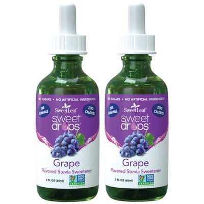 SweetLeaf Stevia Sweet Drops Grape - Liquid Stevia Drops Sweetener, Zero Calorie, Non-GMO Stevia Liquid Sugar Substitute for Sugar-Free Sodas, Mixed Drinks, Iced Tea, 2 Fl Oz (Pack of 2)