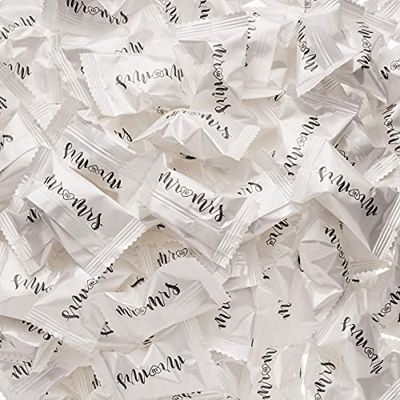Candy Envy - Modern Mr. and Mrs. Buttermints - 13 oz. Bag - Approximately 100 Individually Wrapped Mints - Wedding Favors