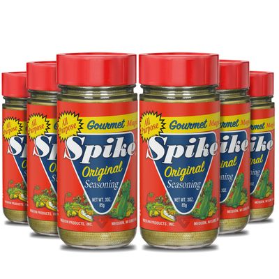 Spike Seasoning, Original Gourmet Magic Seasoning Salt Blend - Seasonings and Spices for Cooking, Popcorn Seasoning, All-Purpose Seasoning for More Flavorful, Healthy Meals, 3 Oz (Pack of 6)
