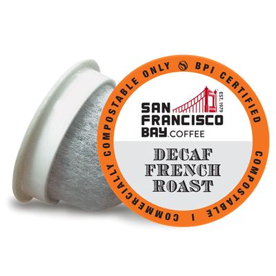 San Francisco Bay Compostable Coffee Pods - DECAF French Roast (80 Ct) K Cup Compatible including Keurig 2.0, Dark Roast, Swiss Water Processed