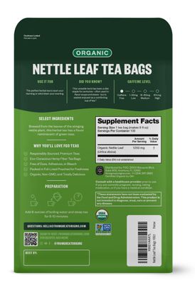 FGO Organic Nettle Leaf Tea, Eco-Conscious Tea Bags, 100 Count (Pack of 1)