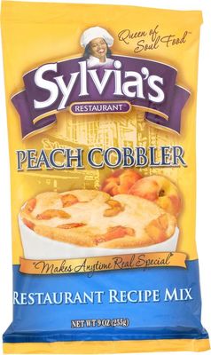 Sylvias Restaurant Peach Cobbler Recipe Mix, Delicious Desserts Made Easy with Sylvias Peach Cobbler Baking Mix, 9oz Bag