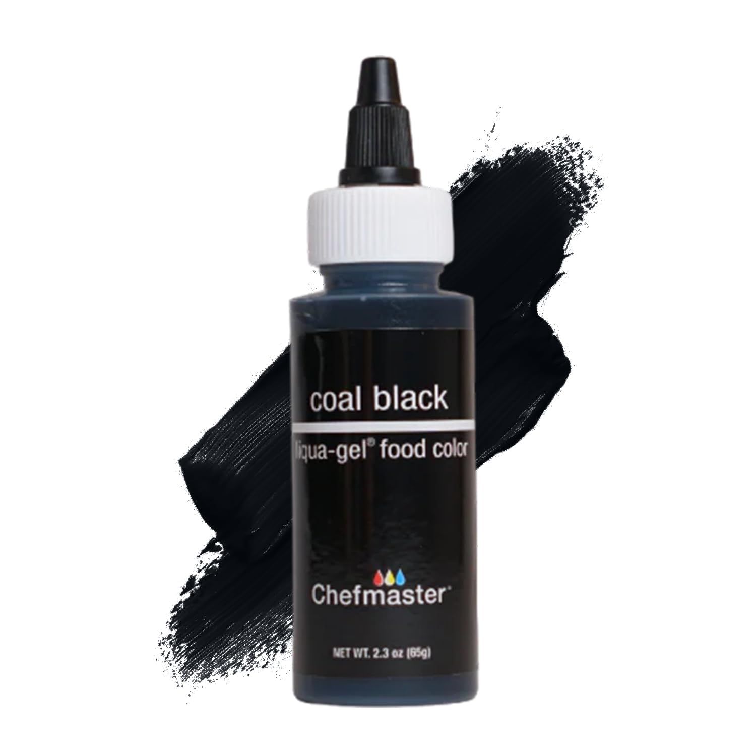 Chefmaster Coal Black Liqua-Gel Food Coloring | Vibrant Color | Professional-Grade Dye for Icing, Frosting, Fondant | Baking &amp; Decorating | Fade-Resistant | Easy-to-Use | Made in USA | 2.3 oz