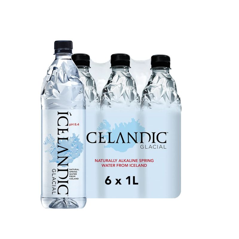 Icelandic Glacial Natural Spring Alkaline Water Liter Count, 1 Litre, 202.8 Fl Oz, (Pack of 6)