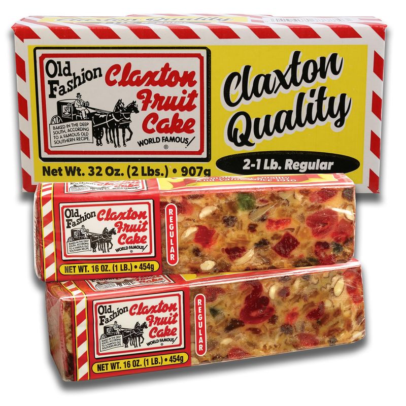 Claxton Fruit Cake - 2-1 Lb. Regular Recipe - Packed in our New, Claxton Gift Carton