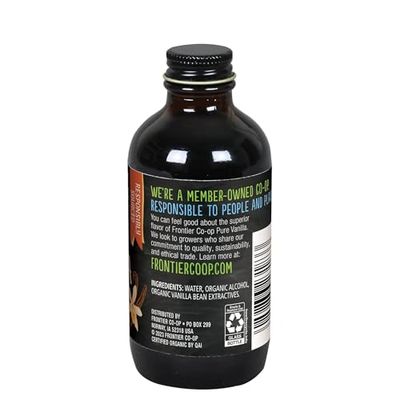 Frontier Organic Vanilla Extract, 4-Ounce Glass Jar, Certified Organic, Buttery Sweet With No Added Sugars