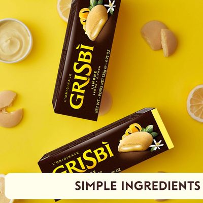 Grisbi Lemon Shortbread by Pasticceria Matilde Vicenzi, Sweet Lemon Cream Filled Patisserie Pastry Cookie, All-Natural, Kosher Dairy, Made in Italy, 4.76oz (135g) Box, 4-Pack