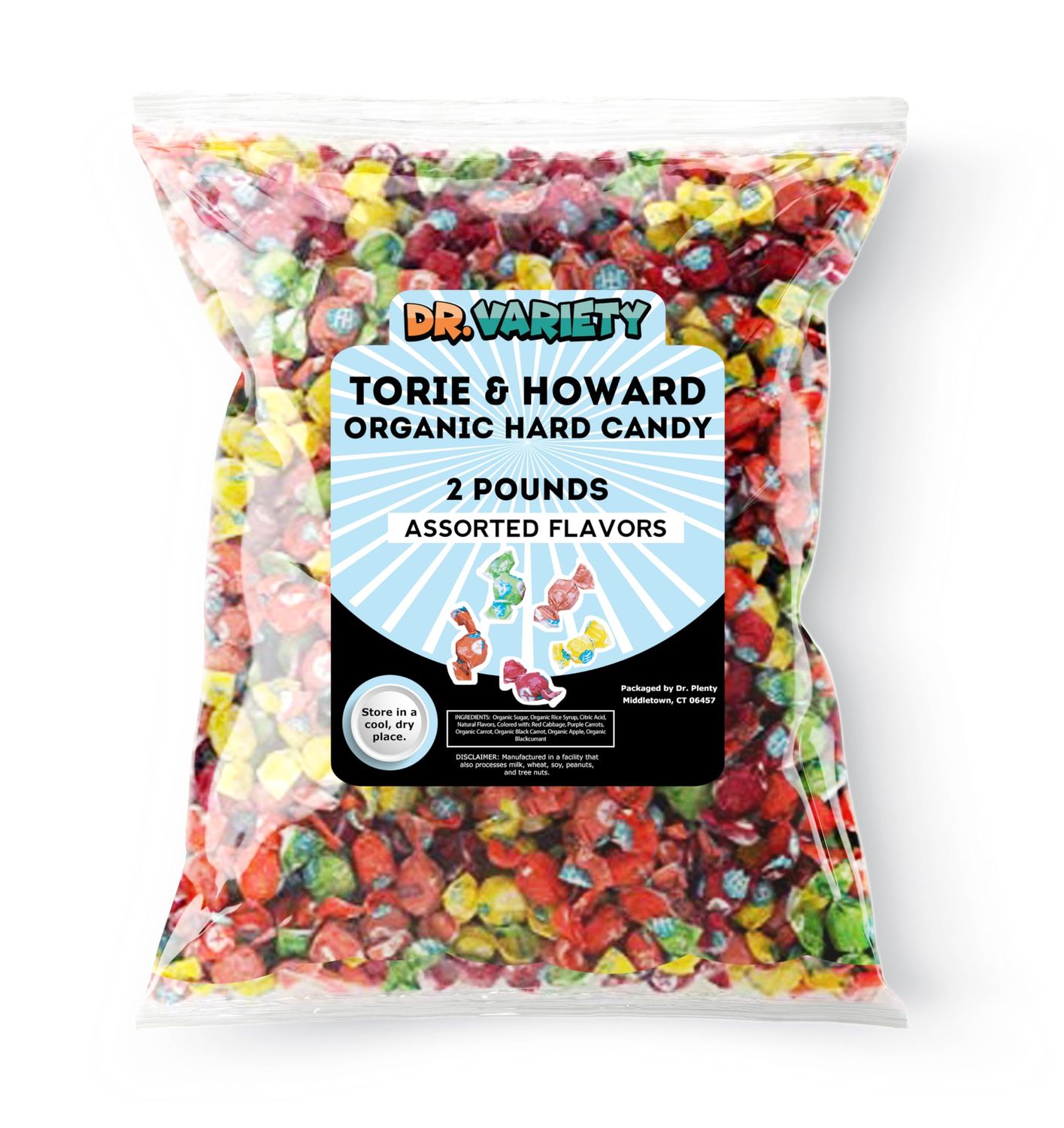 Torie and Howard Organic Hard Candy Assortment - Individually Wrapped Organic Candy, Hard Candy Bulk, 2 Pound Bag - By Dr. Variety