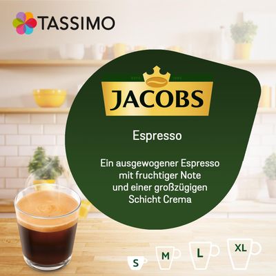 Tassimo Jacobs Espresso, Rainforest Alliance Certified, 5 x 16 T-Discs