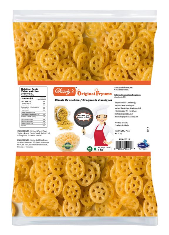 Swirly's Original Fryums - Classic Crunchies - Vegan - Ready to Fry - Puffed Snack Chips - Chicharrones de harina - 2.2 lb Bag