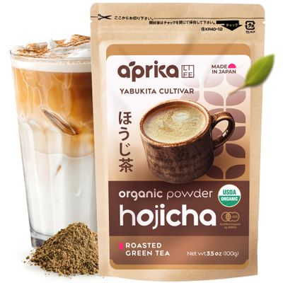 Hojicha Green Tea - Organic Hojicha Roasted Green Tea Powder - Authentic Japanese Houjicha - USDA &amp; JAS Organic - [100g/3.5 Ounce Value Size]- by AprikaLife