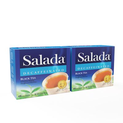 Salada Decaffeinated Black Tea Blended Strong Black Tea with 48 Tea Bags Per Box (Pack of 2) Contains Caffeine Brew Hot Flavored Rich in Antioxidants Original Blend