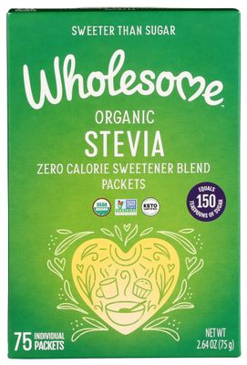 Wholesome Organic Stevia, Zero Calorie Sweetener Blend, Non GMO &amp; Gluten Free, 1 g (Pack of 75)