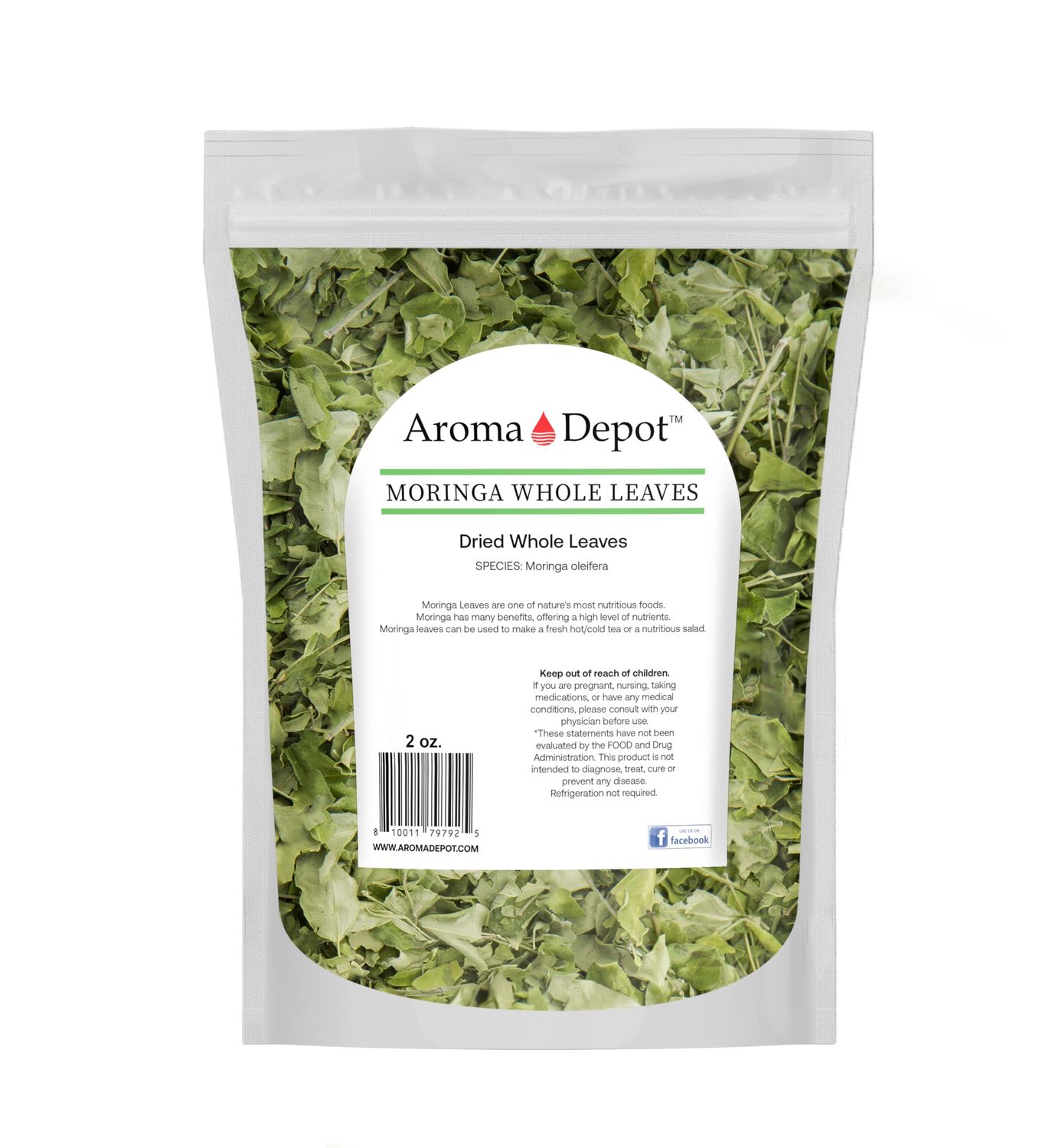 2 oz Dried Moringa WHOLE Leaves 100% Natural oleifera Raw From India Non-GMO and Gluten Free Great for Smoothies, Tea, Drinks &amp; Recipes The Miracle Tree