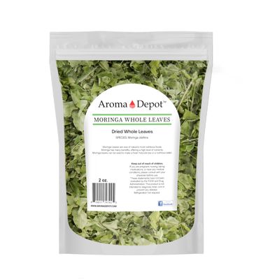 2 oz Dried Moringa WHOLE Leaves 100% Natural oleifera Raw From India Non-GMO and Gluten Free Great for Smoothies, Tea, Drinks &amp; Recipes The Miracle Tree