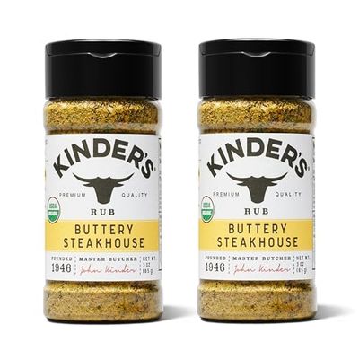Kinder&#39;s Organic Buttery Steakhouse Rub, Premium Quality Seasoning, MSG Free, USDA Certified Organic, 3 oz (2 Pack)