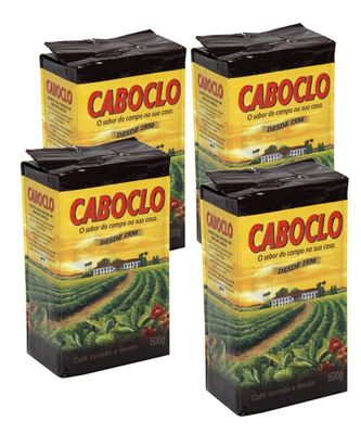 Cafe Caboclo 500g | Torrado e Modo | Roast and Ground Coffee 17.60oz (PACK OF 4) |GLUTEN FREE|