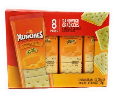 Frito Lay, Munchies, Cheddar Cheese Crackers, 11.4oz Box (Pack of 4)